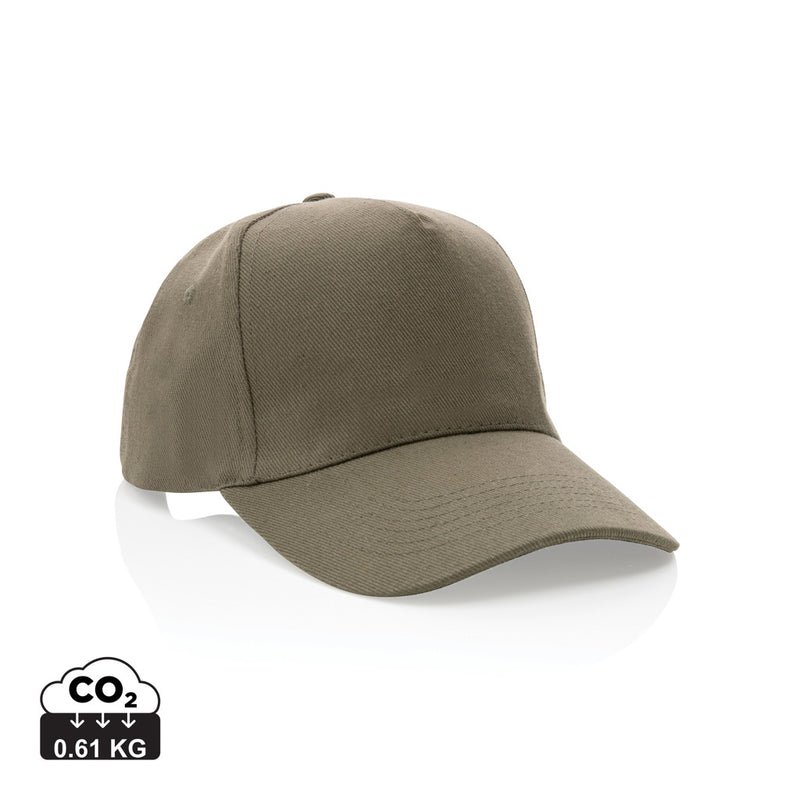 Load image into Gallery viewer, Recycled cotton 5-panel cap with AWARE™ tracer from XD Collection, featuring a classic headwear design and adjustable fit.
