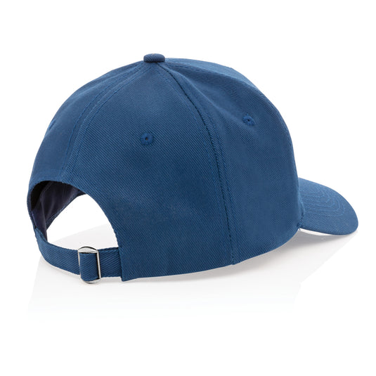 Recycled cotton 5-panel cap with AWARE™ tracer from XD Collection, featuring a casual headwear design and adjustable strap.