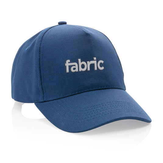 Recycled cotton 5-panel cap from XD Collection with AWARE™ tracer, showcasing a stylish headwear design.