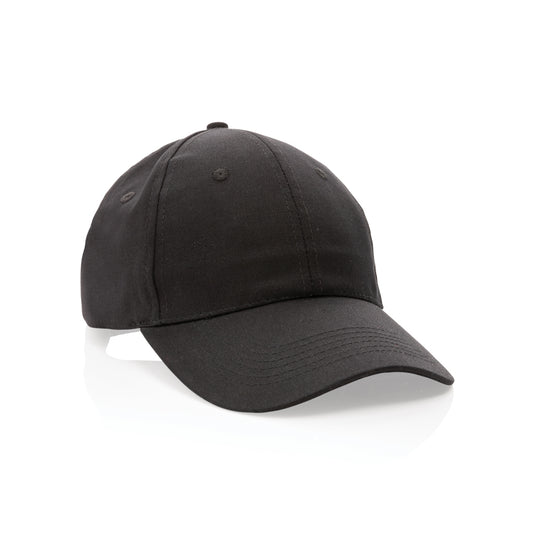 XD Collection 6-panel recycled cotton cap with AWARE™ tracer, showcasing eco-friendly headwear with adjustable strap and branding.