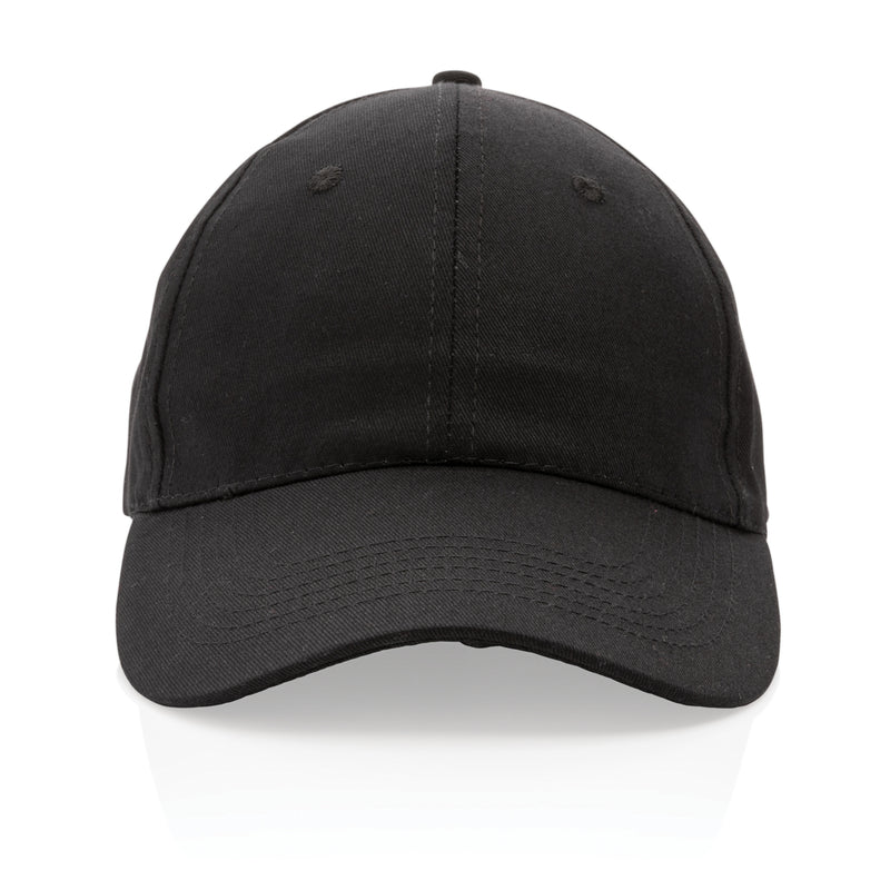Load image into Gallery viewer, Six-panel XD Collection recycled cotton cap with AWARE™ tracer, showcasing eco-friendly headwear design and adjustable strap.
