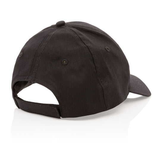 Six-panel XD Collection recycled cotton cap with AWARE™ tracer, showcasing its eco-friendly design and adjustable fit.