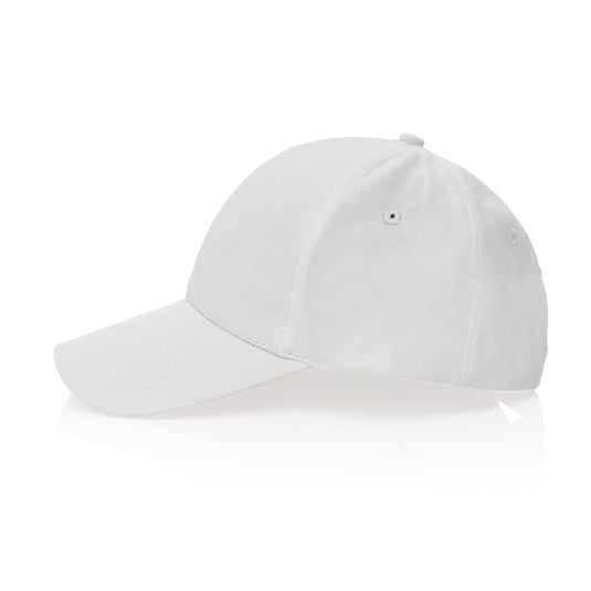 6-panel recycled cotton cap with AWARE™ tracer by XD Collection, showcasing its eco-friendly design and classic headwear style.