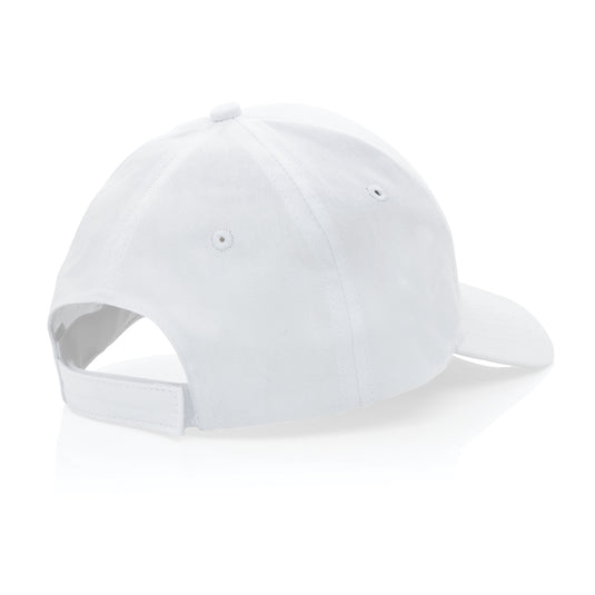 Six-panel XD Collection recycled cotton cap with AWARE™ tracer, showcasing eco-friendly headwear with a structured fit.