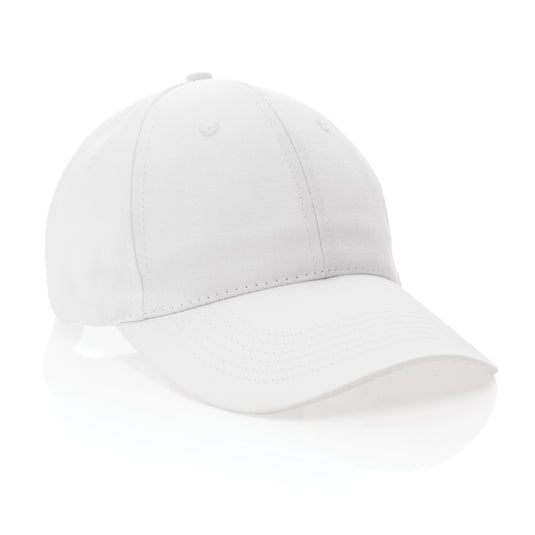 6-panel recycled cotton cap with AWARE™ tracer from XD Collection, featuring a casual headwear design and eco-friendly materials.