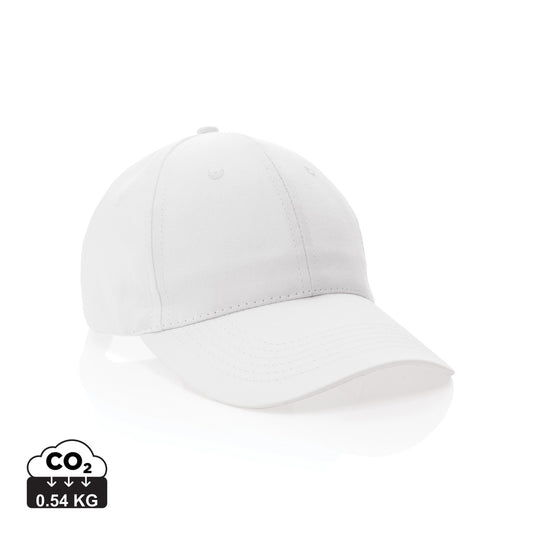 Six-panel recycled cotton cap from XD Collection featuring AWARE™ tracer, casual headwear with eco-friendly design.