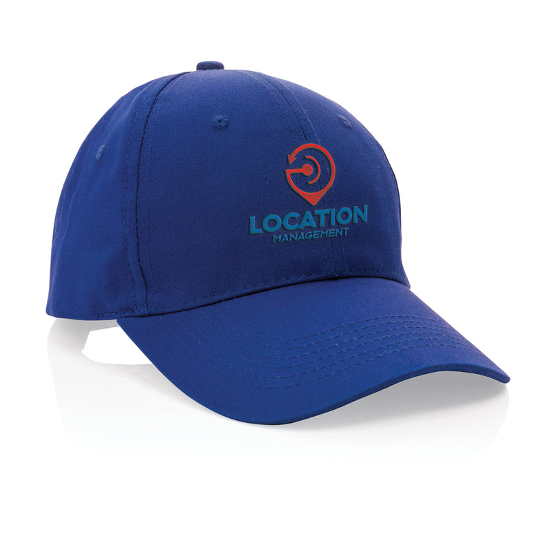Load image into Gallery viewer, Six-panel XD Collection recycled cotton cap with AWARE™ tracer, showcasing a casual headwear style with a curved brim and adjustable strap.
