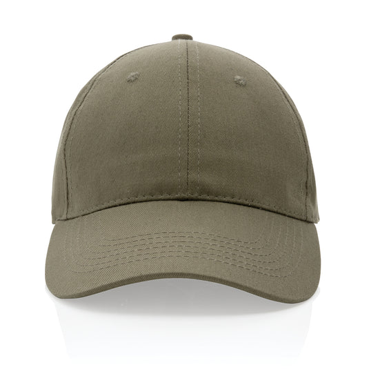 Six-panel XD Collection recycled cotton cap with AWARE™ tracer, casual headwear featuring a classic design and eco-friendly material.