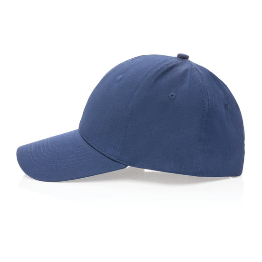 Six-panel XD Collection recycled cotton cap with AWARE™ tracer, showcasing its eco-friendly design and casual headwear style.
