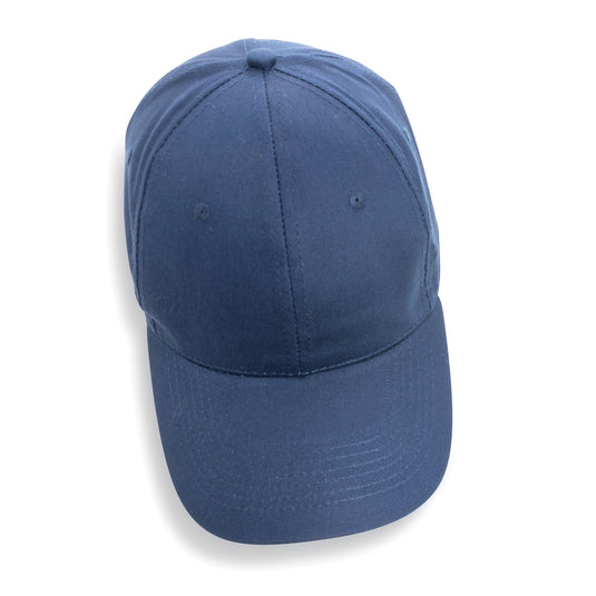 Six-panel XD Collection recycled cotton cap with AWARE™ tracer, showcasing eco-friendly headwear with a structured fit.
