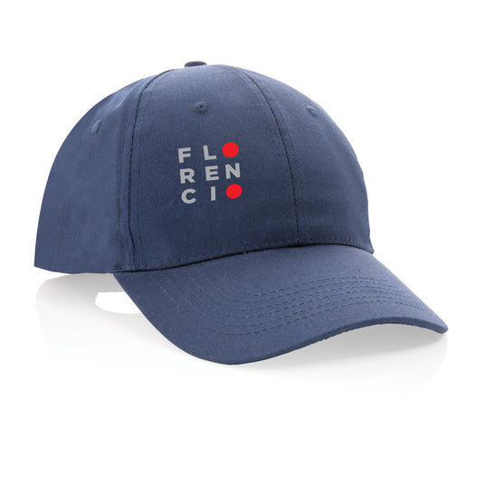 6-panel recycled cotton cap with AWARE™ tracer by XD Collection, showcasing sustainable headwear with a stylish design.