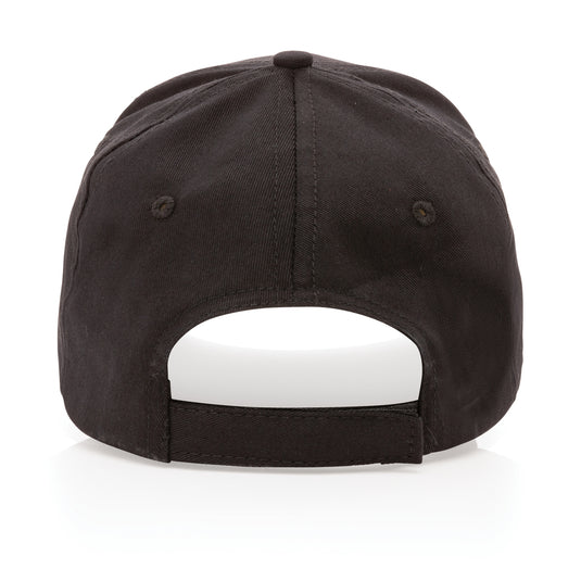 Impact 5-panel recycled cotton cap by XD Collection featuring AWARE™ tracer, showcasing eco-friendly headwear with branding details.