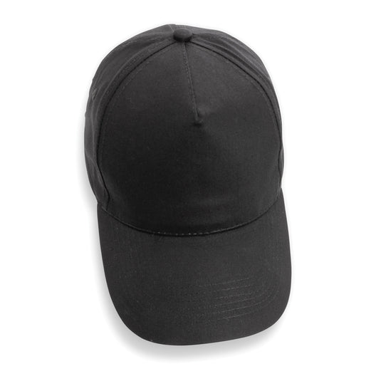 Impact 5-panel recycled cotton cap with AWARE™ tracer by XD Collection, showcasing its eco-friendly design and adjustable fit.