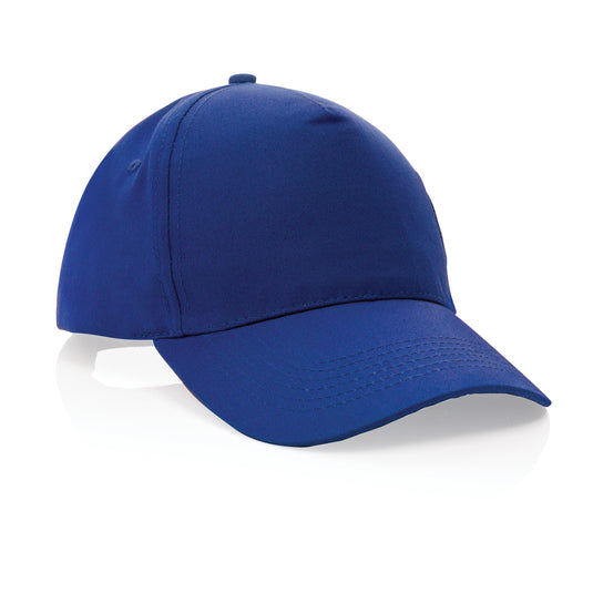 Impact 5-panel recycled cotton cap with AWARE™ tracer from XD Collection, featuring a stylish headwear design in natural tones.