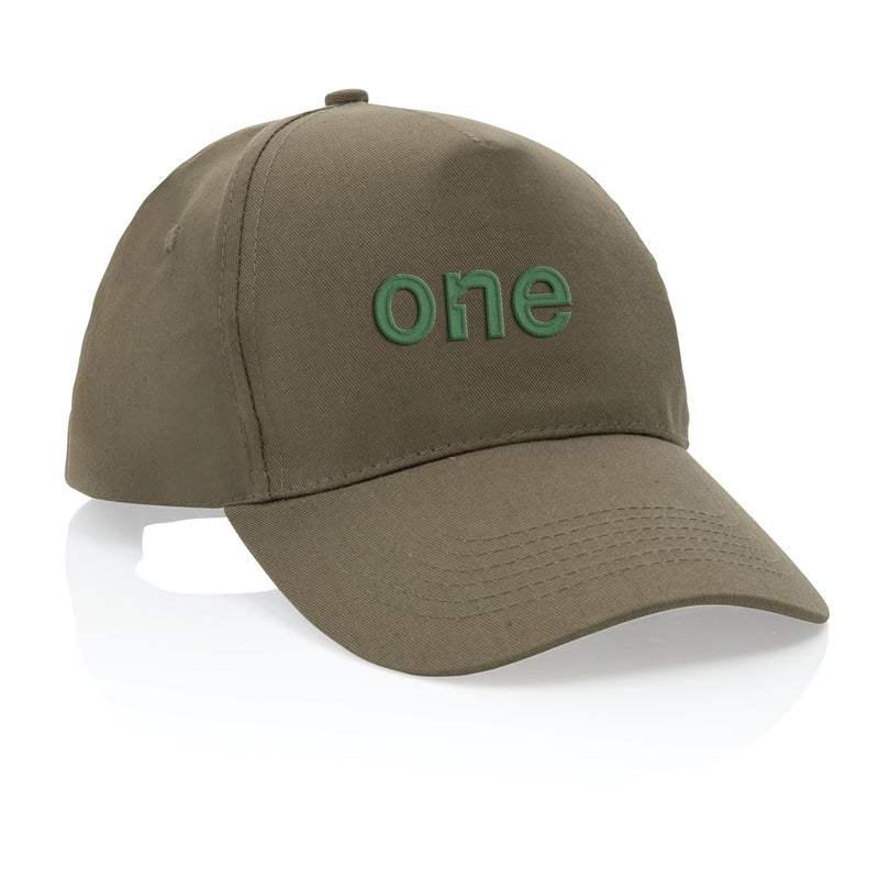 Load image into Gallery viewer, Impact 5-panel recycled cotton cap with AWARE™ tracer from XD Collection, featuring a stylish headwear design in natural colors.
