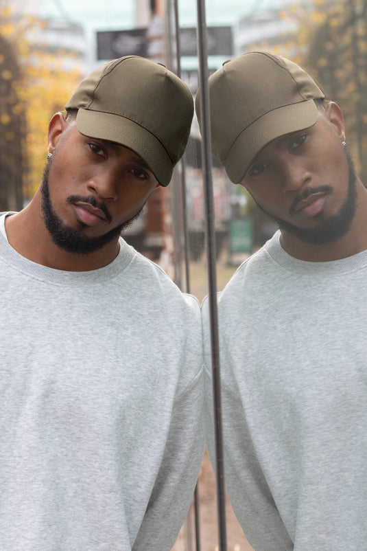 Impact 5-panel recycled cotton cap by XD Collection with AWARE™ tracer, featuring a stylish headwear design in natural fabric.