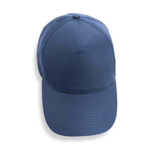 Impact 5-panel recycled cotton cap by XD Collection featuring AWARE™ tracer, headwear with eco-friendly design and adjustable fit.