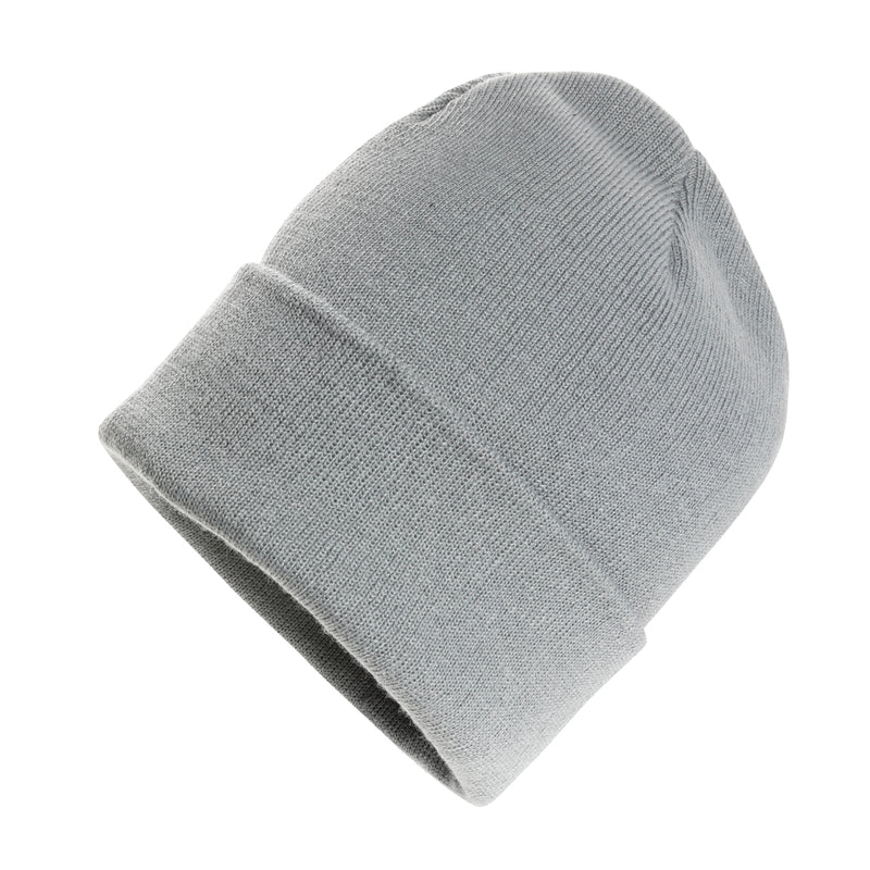 Load image into Gallery viewer, Pink Polylana® beanie by XD Collection showcasing soft, cozy headwear with a folded brim and brand logo detail.
