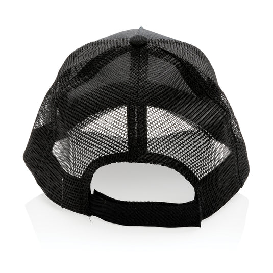 Brushed cotton 5-panel trucker cap by XD Collection featuring a classic design and adjustable snapback closure.
