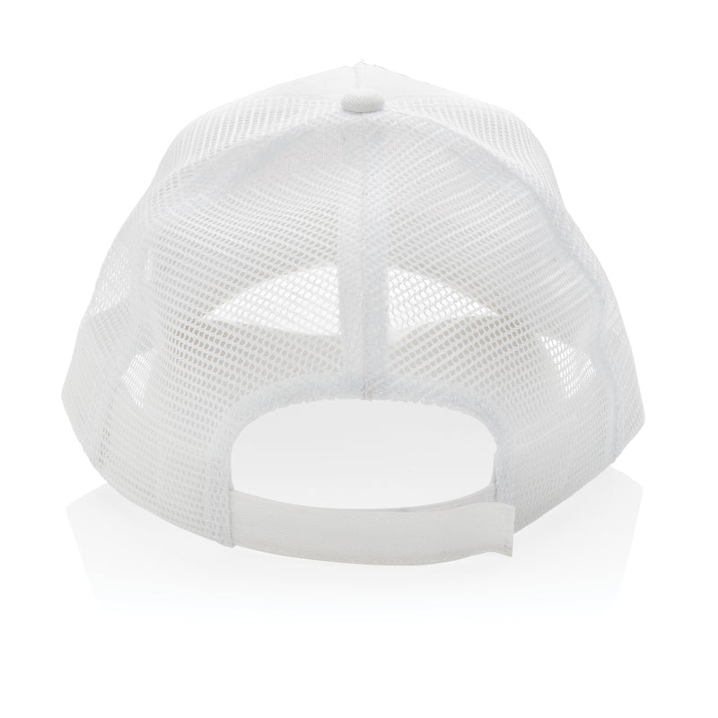 Load image into Gallery viewer, Brushed cotton 5-panel trucker cap by XD Collection featuring a curved brim and mesh back for casual headwear style.
