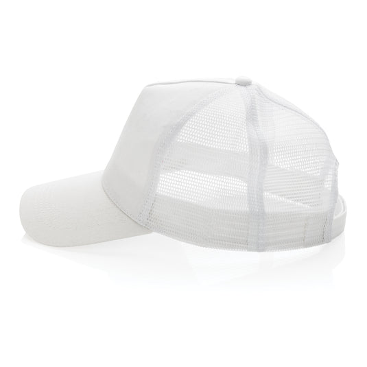 Brushed cotton 5-panel trucker cap by XD Collection, lightweight headwear with a structured design and adjustable snapback closure.