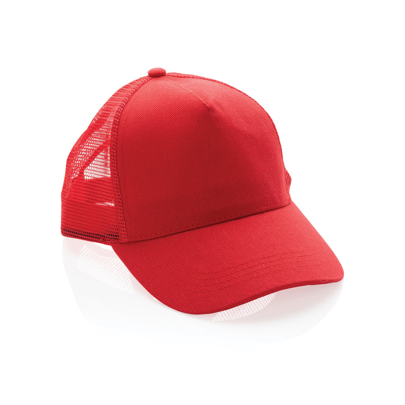 Load image into Gallery viewer, Brushed cotton 5-panel trucker cap by XD Collection, lightweight headwear in a classic design, shown from the front.
