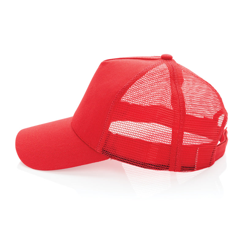 Load image into Gallery viewer, Brushed cotton 5-panel trucker cap by XD Collection, lightweight headwear in 190g fabric with mesh back and curved brim.
