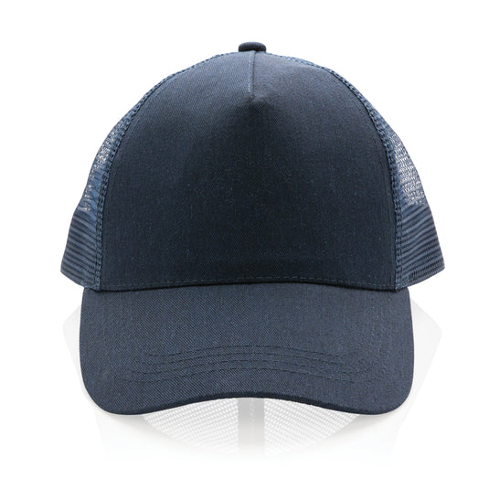 Brushed cotton 5-panel trucker cap by XD Collection featuring a classic design and breathable fabric, suitable for casual wear.