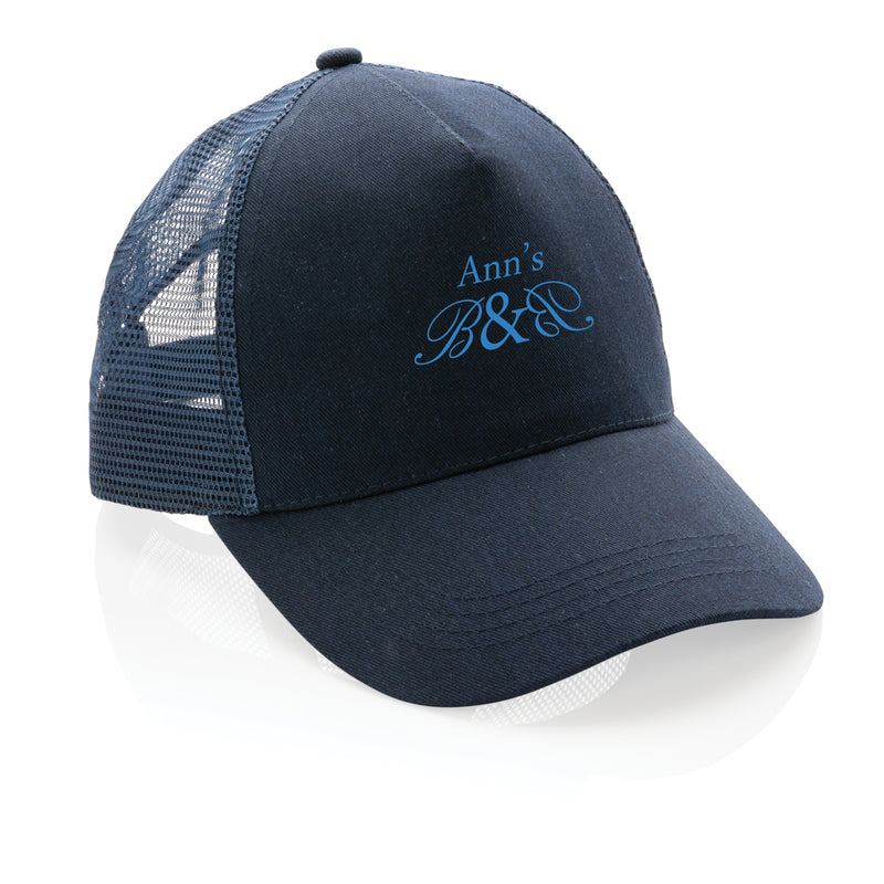 Load image into Gallery viewer, Brushed cotton 5-panel trucker cap by XD Collection, featuring a structured design and breathable material for casual wear.
