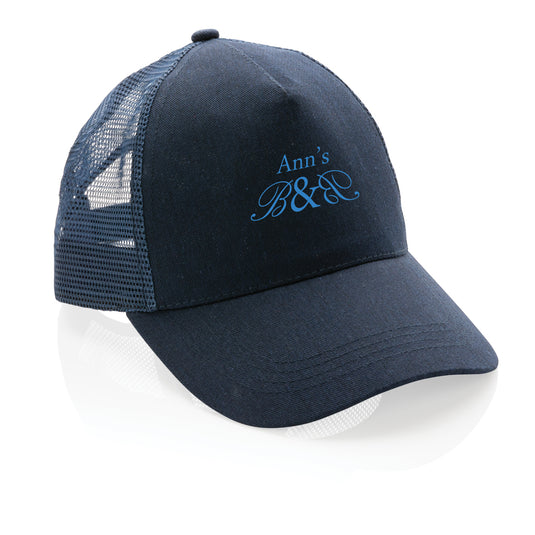 Brushed cotton 5-panel trucker cap by XD Collection, featuring a structured design and breathable material for casual wear.