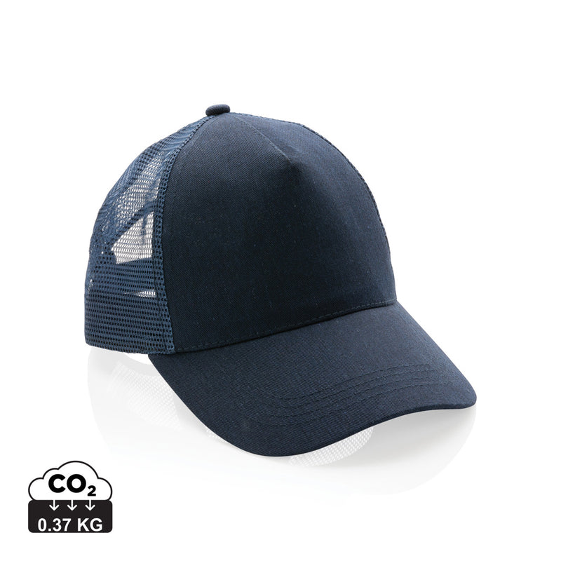 Load image into Gallery viewer, Brushed cotton 5-panel trucker cap from XD Collection, featuring a structured headwear design and adjustable back strap.

