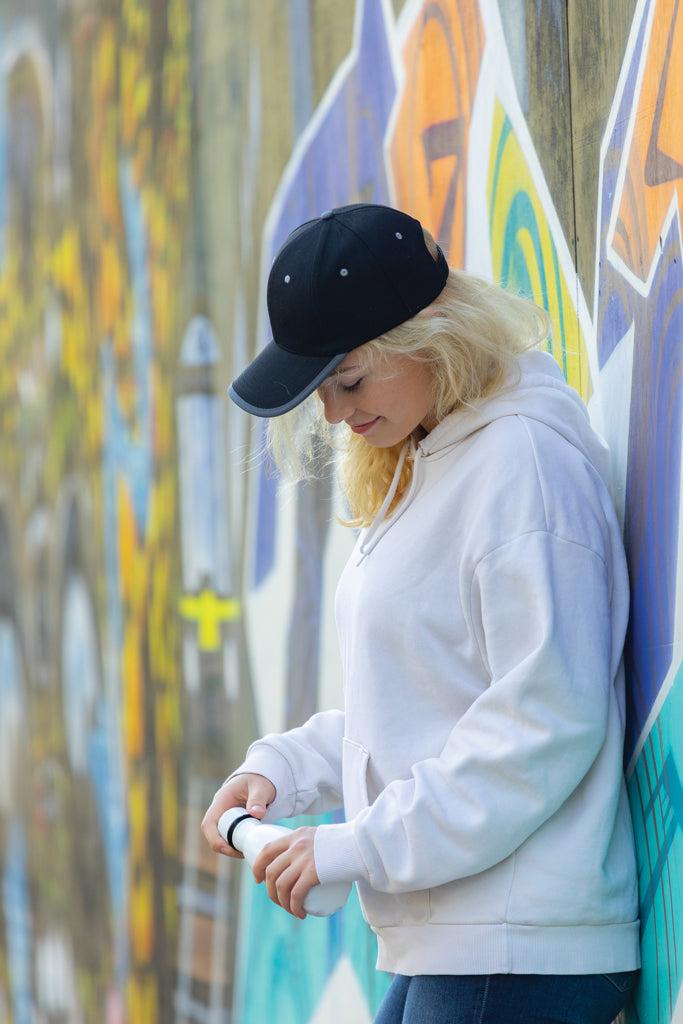 Load image into Gallery viewer, Brushed cotton six-panel contrast cap by XD Collection, featuring a casual headwear style with a curved brim and adjustable fit.
