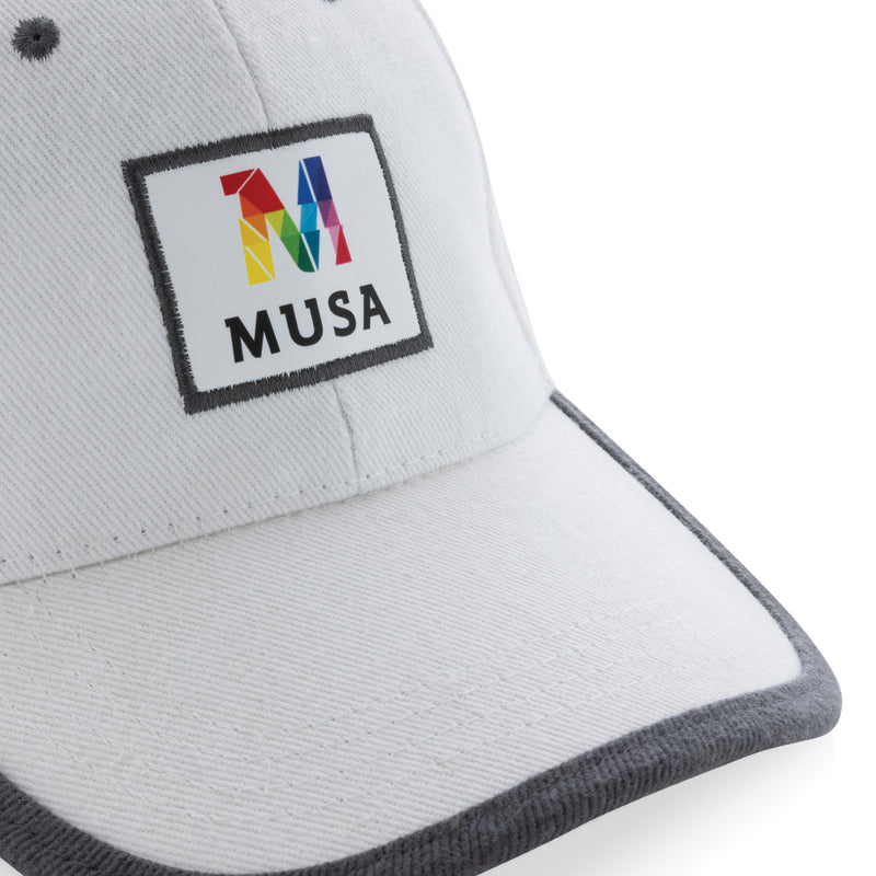 Load image into Gallery viewer, Brushed cotton 6-panel contrast cap from XD Collection, showing the headwear with a curved brim and contrast stitching.
