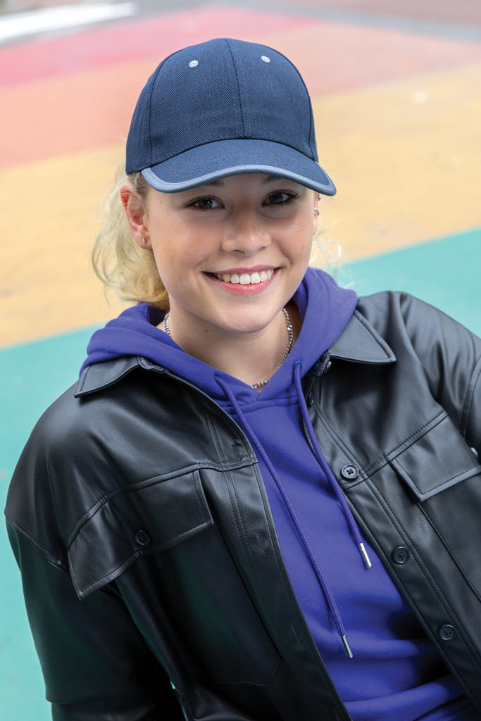 Load image into Gallery viewer, Beige brushed cotton 6-panel contrast cap by XD Collection, featuring a relaxed fit and stylish design.
