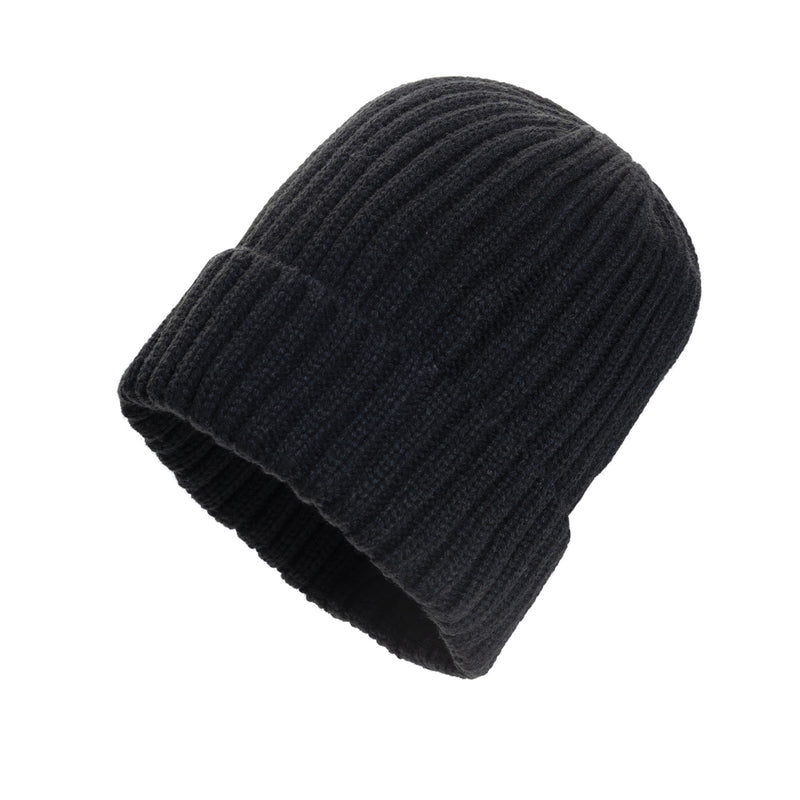 Load image into Gallery viewer, XD Collection Kennedi AWARE™ Polylana® beanie with large rib knit, cozy headwear perfect for cold weather.
