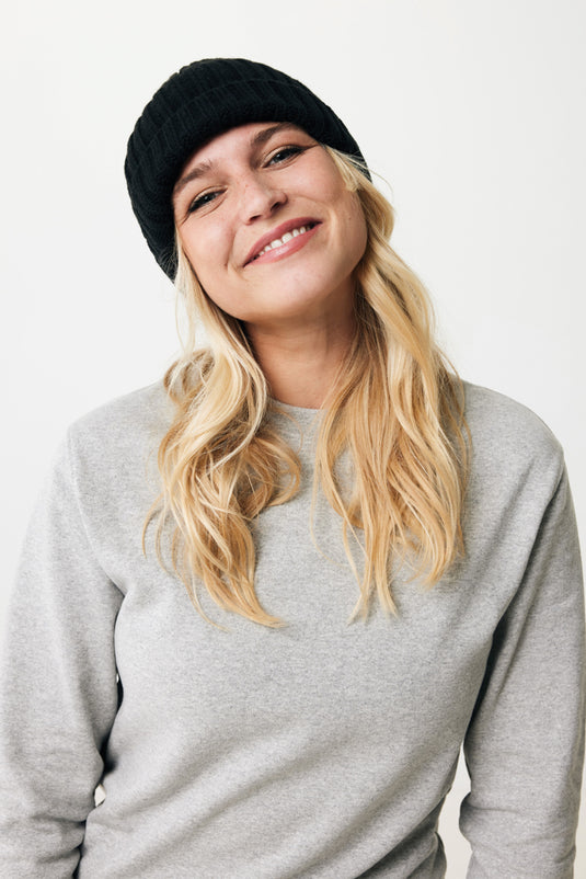 XD Collection Kennedi AWARE™ Polylana® beanie with large rib knit, cozy headwear in natural fabric, suitable for cold weather.