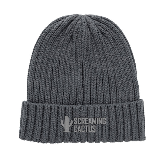 Kennedi AWARE™ Polylana® beanie by XD Collection featuring a large rib knit design, cozy headwear for cold weather.