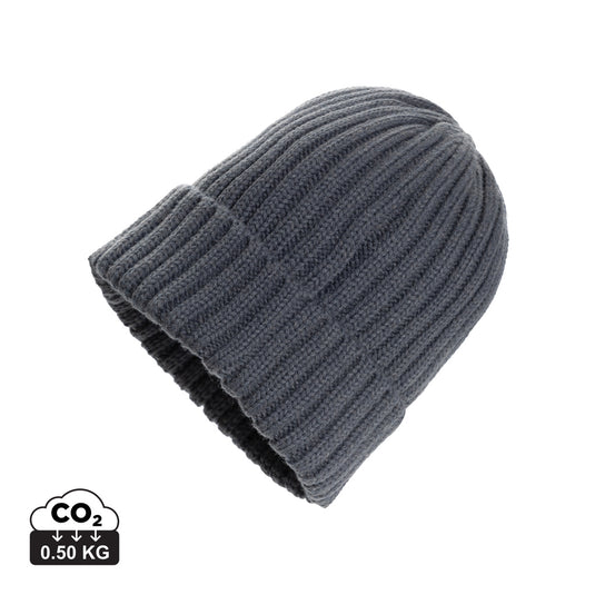 XD Collection Kennedi AWARE™ Polylana® beanie with large rib knit, cozy headwear for warmth and style.