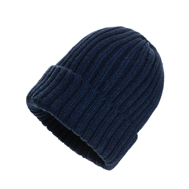 Load image into Gallery viewer, Kennedi AWARE™ Polylana® beanie by XD Collection featuring a large rib knit, soft headwear suitable for cold weather.
