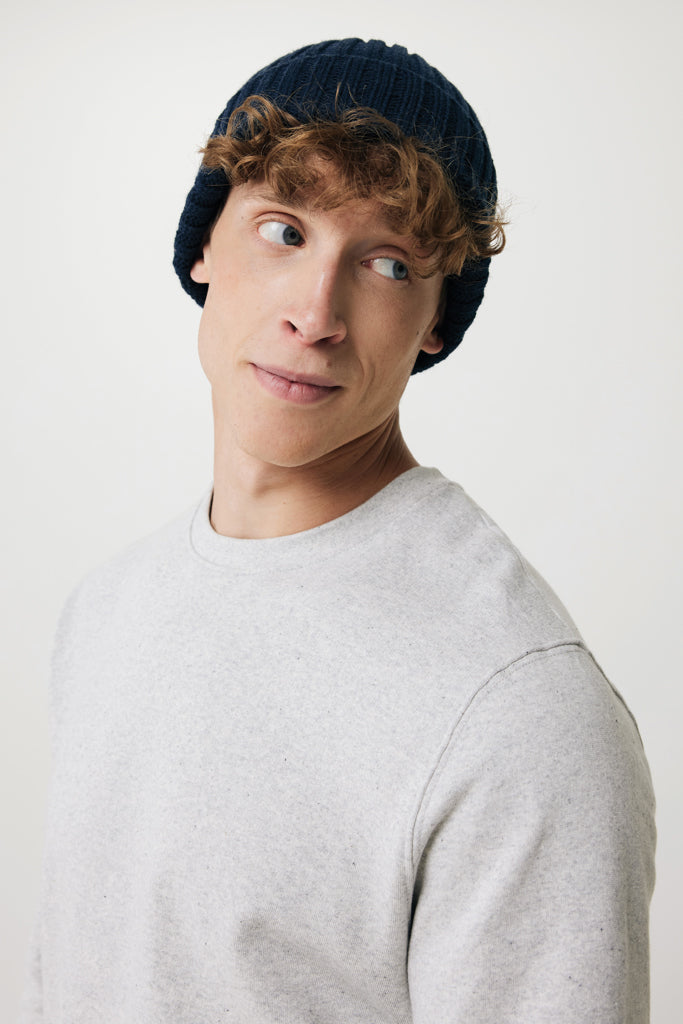 Load image into Gallery viewer, XD Collection Kennedi AWARE™ Polylana® beanie with large rib knit, cozy headwear in soft, textured fabric.
