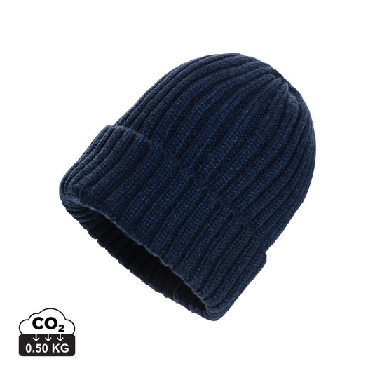 XD Collection Kennedi AWARE™ Polylana® beanie with large rib, cozy knit headwear for warmth and style.