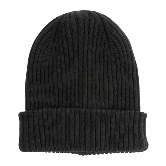 Impact AWARE™ Polylana® double knitted beanie by XD Collection, showcasing soft, warm headwear with a textured knit pattern.
