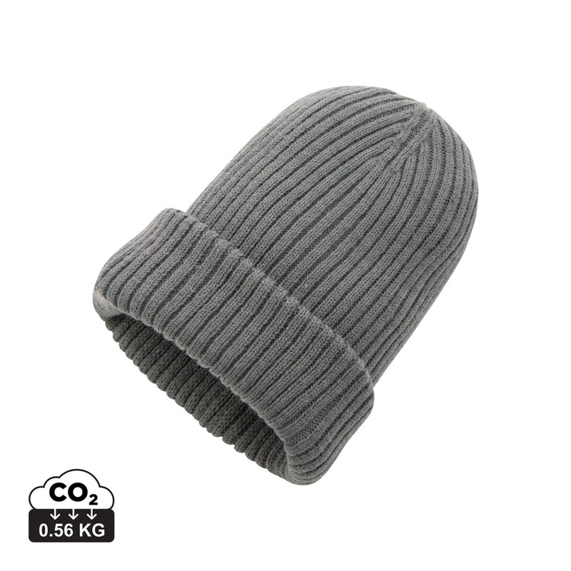 Load image into Gallery viewer, Impact AWARE™ Polylana® double knitted beanie by XD Collection, showing the cozy, double-layered headwear in neutral color.
