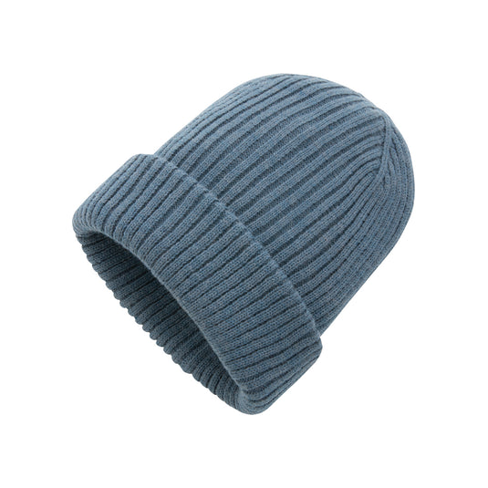 Impact AWARE™ Polylana® double knitted beanie by XD Collection, showcasing soft, warm, eco-friendly headwear with a snug fit.