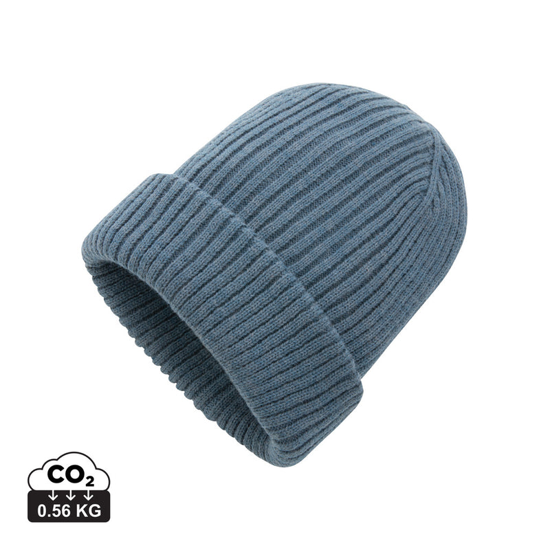 Load image into Gallery viewer, Impact AWARE™ Polylana® double knitted beanie from XD Collection, showcasing its soft, warm, and stylish headwear design.

