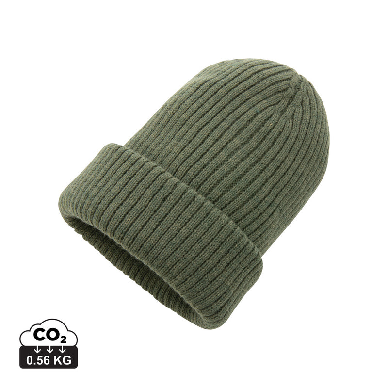 Load image into Gallery viewer, Impact AWARE™ Polylana® double knitted beanie by XD Collection, showcasing its cozy, stylish headwear design in natural fibers.

