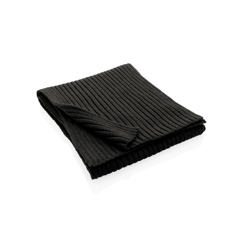 Load image into Gallery viewer, Impact AWARE™ Polylana® knitted scarf from XD Collection, showing a cozy, multicolor headwear piece with a soft, textured knit.
