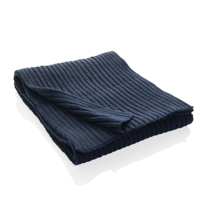 Load image into Gallery viewer, Impact AWARE™ Polylana® knitted scarf by XD Collection, showing a cozy, multicolored headwear scarf with ribbed texture.

