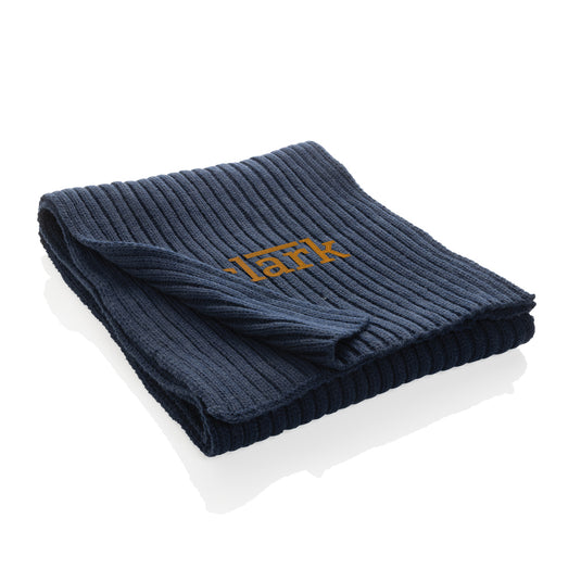 Impact AWARE™ Polylana® knitted scarf by XD Collection, showing a cozy, multicolor headwear scarf with a knitted texture.