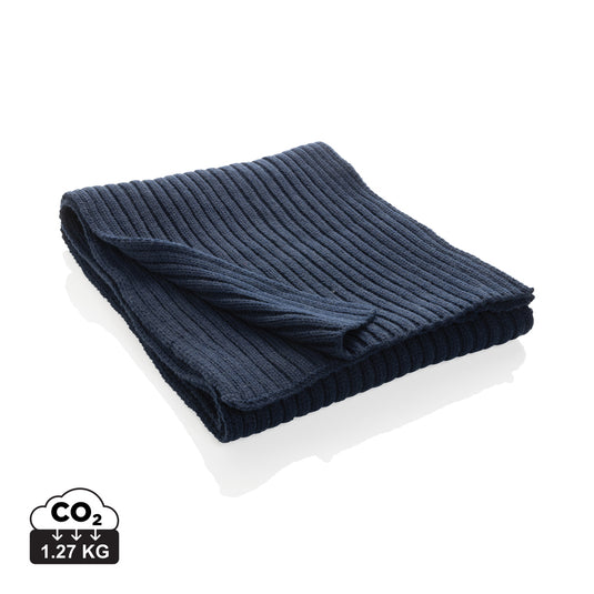 Impact AWARE™ Polylana® knitted scarf by XD Collection, 180x25cm headwear with soft, eco-friendly material, displayed flat.